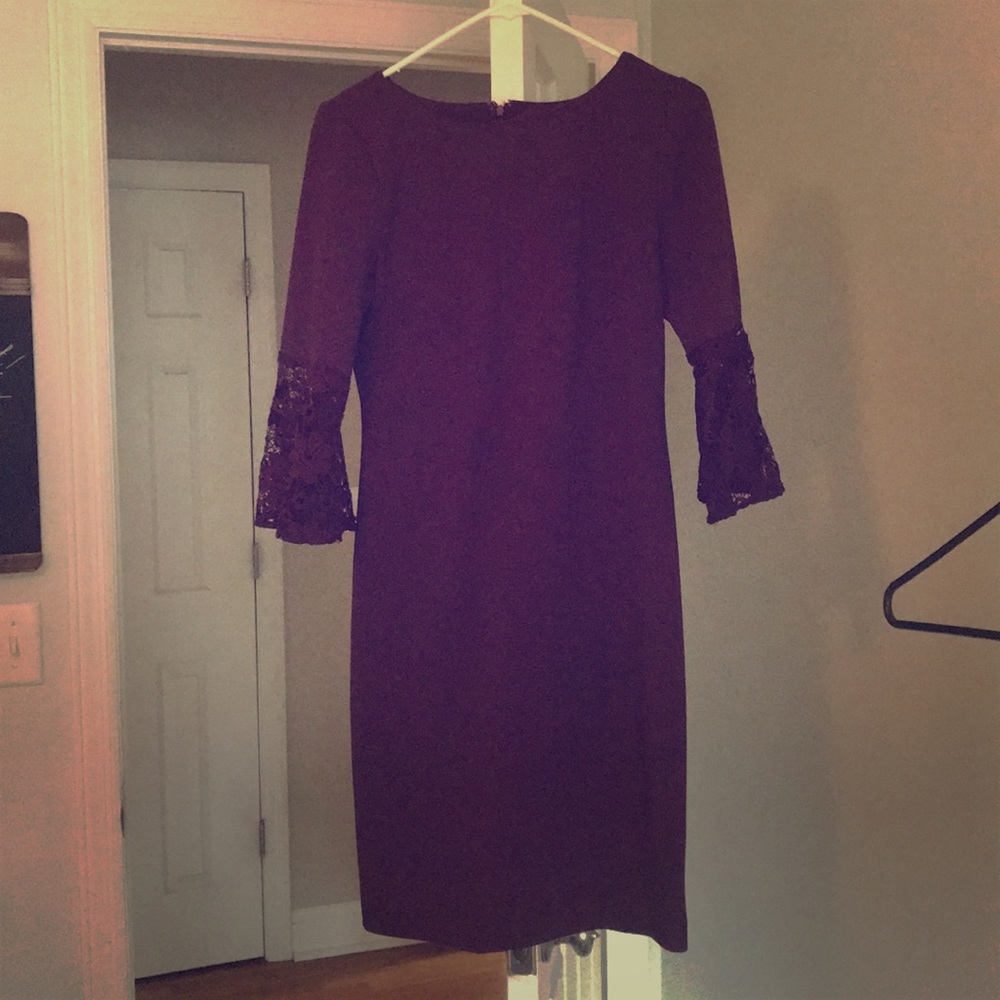 Purple dress with lace design sleeves